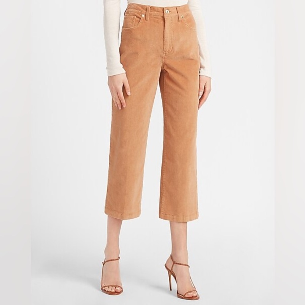 Express High Rise Wide Leg Corduroy Cropped Pant - US12